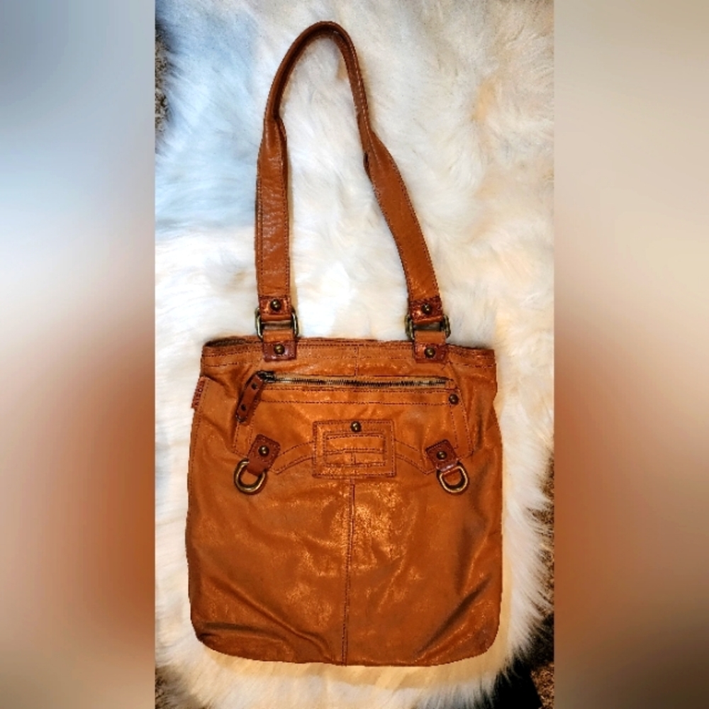 Nicoli Tan Genuine Leather Purse Bag Crossbody